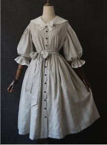 The Grey Sailor Collar Petals Pure Cotton Dress