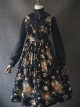 Elegant Black Flowers V Collar Lolita Vest Dress