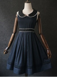 Retro Color Striped Waist Cotton Vest Skirt