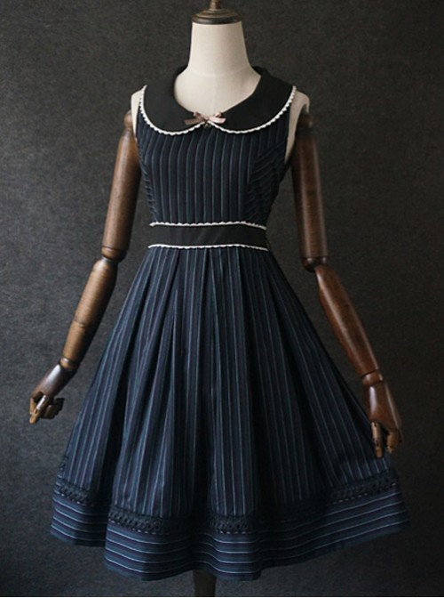 Retro Color Striped Waist Cotton Vest Skirt