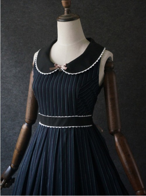 Retro Color Striped Waist Cotton Vest Skirt