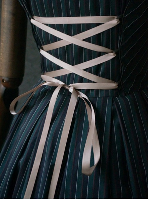 Retro Color Striped Waist Cotton Vest Skirt