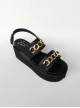 Black Thick Bottom Muffin Shoes Sandals Metal Decoration