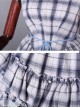 Blue Grid High Waist Lolita Dress