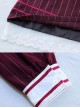 Wine Red Stripe Girls Series School Uniform Style School Lolita Skirt