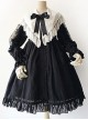 Black Lace Jacquard Cotton Cotton Material Waisted Doll Dress