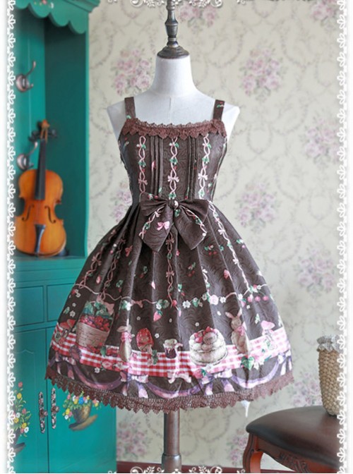 Coffee Color Decorative Pattern Waist Vest Skirt