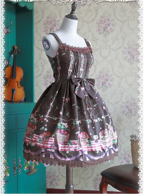 Coffee Color Decorative Pattern Waist Vest Skirt