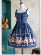 Deep blue Decorative Pattern Waist Vest Skirt