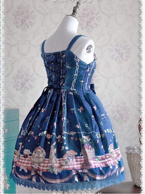 Deep blue Decorative Pattern Waist Vest Skirt