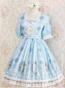 Blue Light Sweet Series Lovely Print Dress