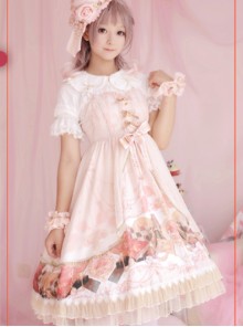 Pink Clock Chess Meeting Notes  Dress Skirt Straps Cross JSK