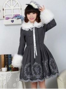 Dream of Lolita Grey Alice Rabbit Embroidery Jacket