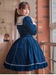 College Uniform Style Sailor Collar Navy Blue Stripes School Lolita Long Sleeve Dress