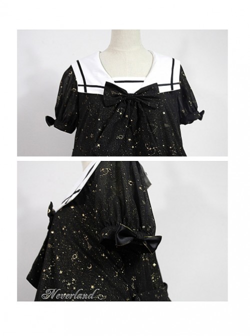 Sailor Collar Three Layers Skirt Hemline Casual Lolita OP - Star Signs Kindergarten by Souffle Song