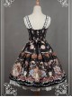 Black Bead Chain Printed Lace Hemline Lolita Dress