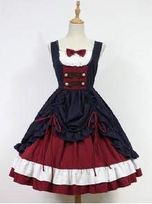 Bow Decorated Neckline Layered Skirt Lolita JSK- Snow White