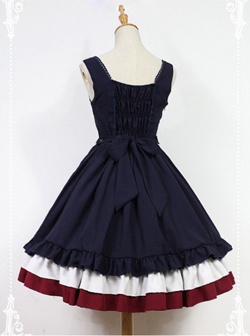 Bow Decorated Neckline Layered Skirt Lolita JSK- Snow White