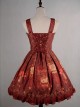 Wine Red  Shirring Lace Up  Chinese Palace Lanterns Lolita Dress 