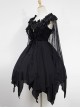 Dark Ballet Floral  Fairy Skirt Gothic Lolita JSK with Detachable Cape