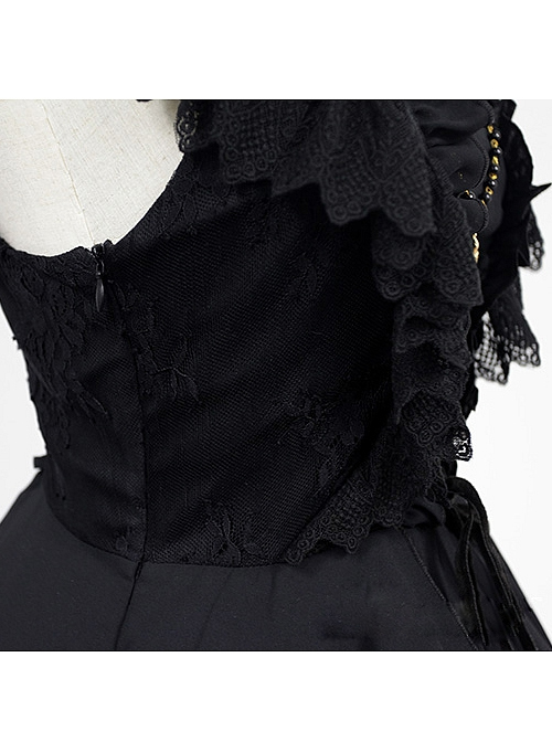 Dark Ballet Floral  Fairy Skirt Gothic Lolita JSK with Detachable Cape