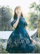 Blue Kowloon Missing Shoulder Print Dress