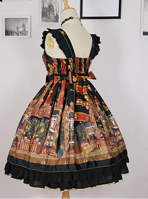 Black Ruffled Straps And Square Neckline By Nutcracker Fantasy Skirt
