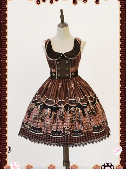 Brown Round Collar Chocolate Carousel Infanta Dress