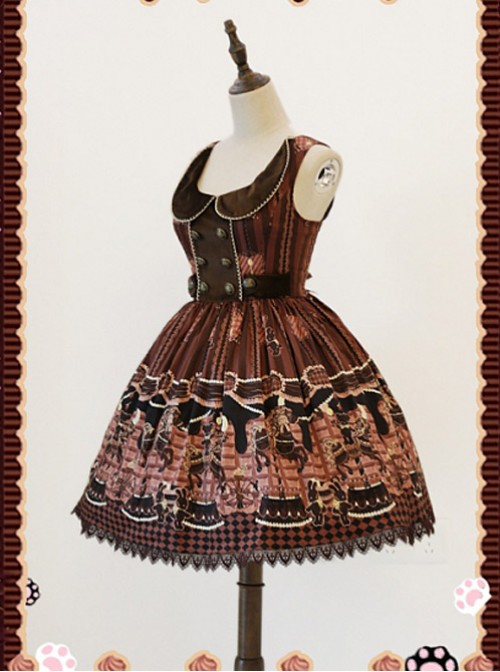 Brown Round Collar Chocolate Carousel Infanta Dress