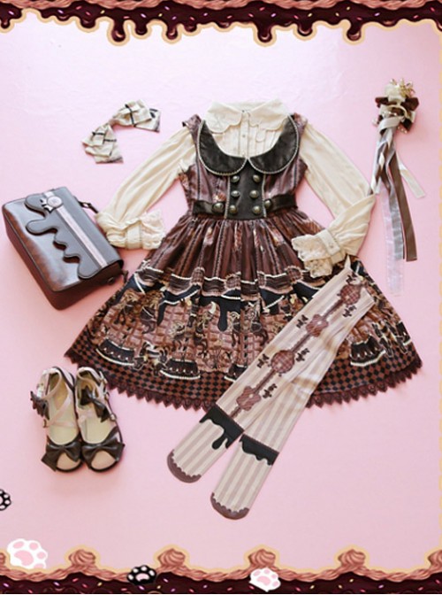 Brown Round Collar Chocolate Carousel Infanta Dress