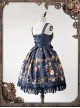 Dark Blue Mechanical Doll Bow Belt Dress