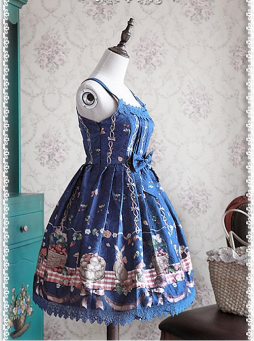 Lace Decorated Neckline Casual Style Lolita JSK - Picnic Rabbits by Infanta