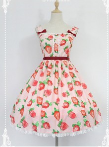  Daily Lolita Jumper Skirt Strawberries Printed Lolita JSK by Souffle Song