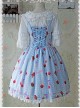 Printed Bowknot Decorated Pleated Lolita JSK - Cherry by Infanta