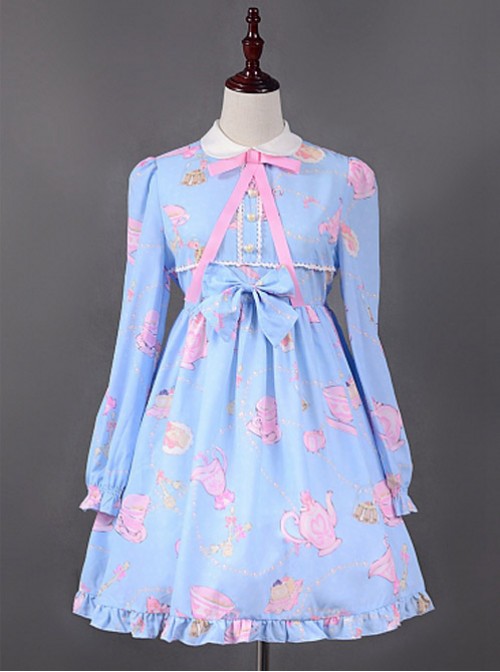 Teapot Printed Long Sleeves Lolita Dress