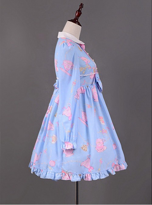 Teapot Printed Long Sleeves Lolita Dress