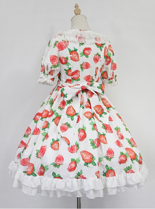 Strawberry Printed Empire Waist Short Sleeves OP