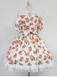 Strawberry Printed Empire Waist Short Sleeves OP