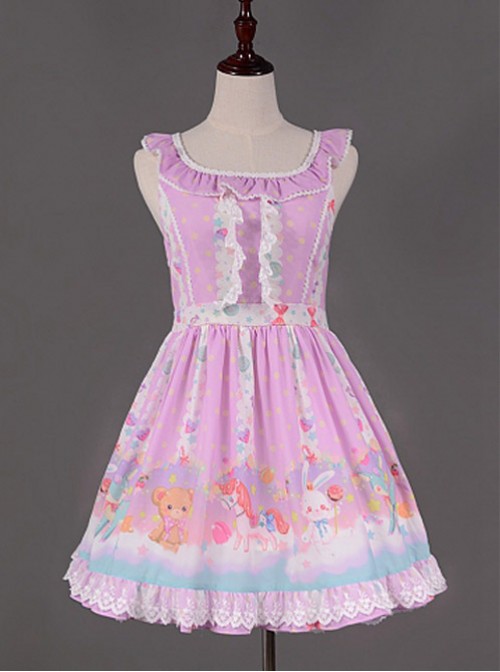 Flouncey Collar Candy Land Printed Lolita JSK