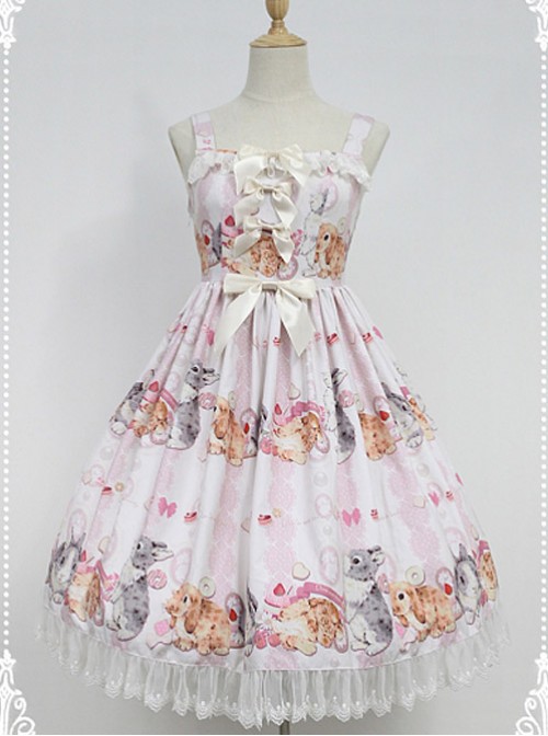 Cute Rabbits Printed Sweet Lolita JSK