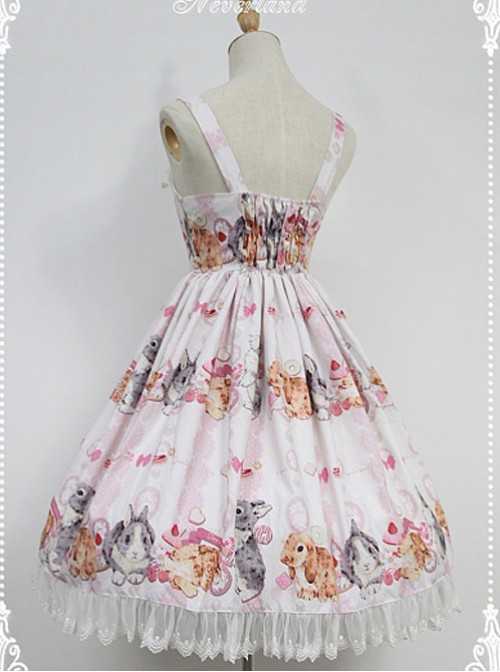 Cute Rabbits Printed Sweet Lolita JSK