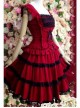 Dark Red Palace Wind Lace Waist Suspender Dress