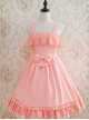 Tank Straps And Lace Trimmed Neckline Bowknot Pink Dress