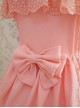 Tank Straps And Lace Trimmed Neckline Bowknot Pink Dress