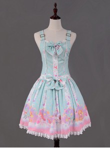 Light Blue Candy Land Printed Lace Hemline Lolita Dress