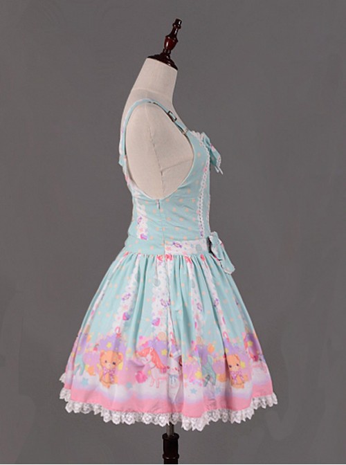 Light Blue Candy Land Printed Lace Hemline Lolita Dress
