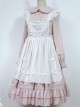 White Apron Dress Lotus Leaf Edge Pastoral Style Lolita Long Sleeve Dress