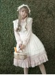 White Apron Dress Lotus Leaf Edge Pastoral Style Lolita Long Sleeve Dress