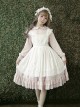 White Apron Dress Lotus Leaf Edge Pastoral Style Lolita Long Sleeve Dress