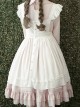 White Apron Dress Lotus Leaf Edge Pastoral Style Lolita Long Sleeve Dress